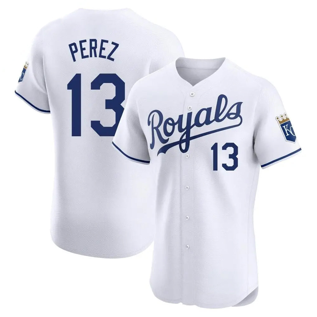 TRASK KC.Royals #13 Salvador Perez Player White Alt Limited Elite Home Stitched Jerseys