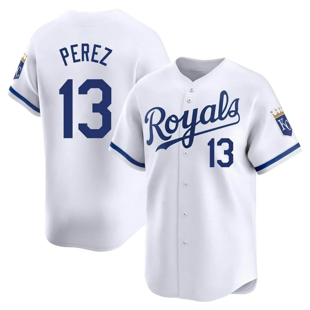 TRASK KC.Royals #13 Salvador Perez Player White Alt Limited Home Stitched Jerseys