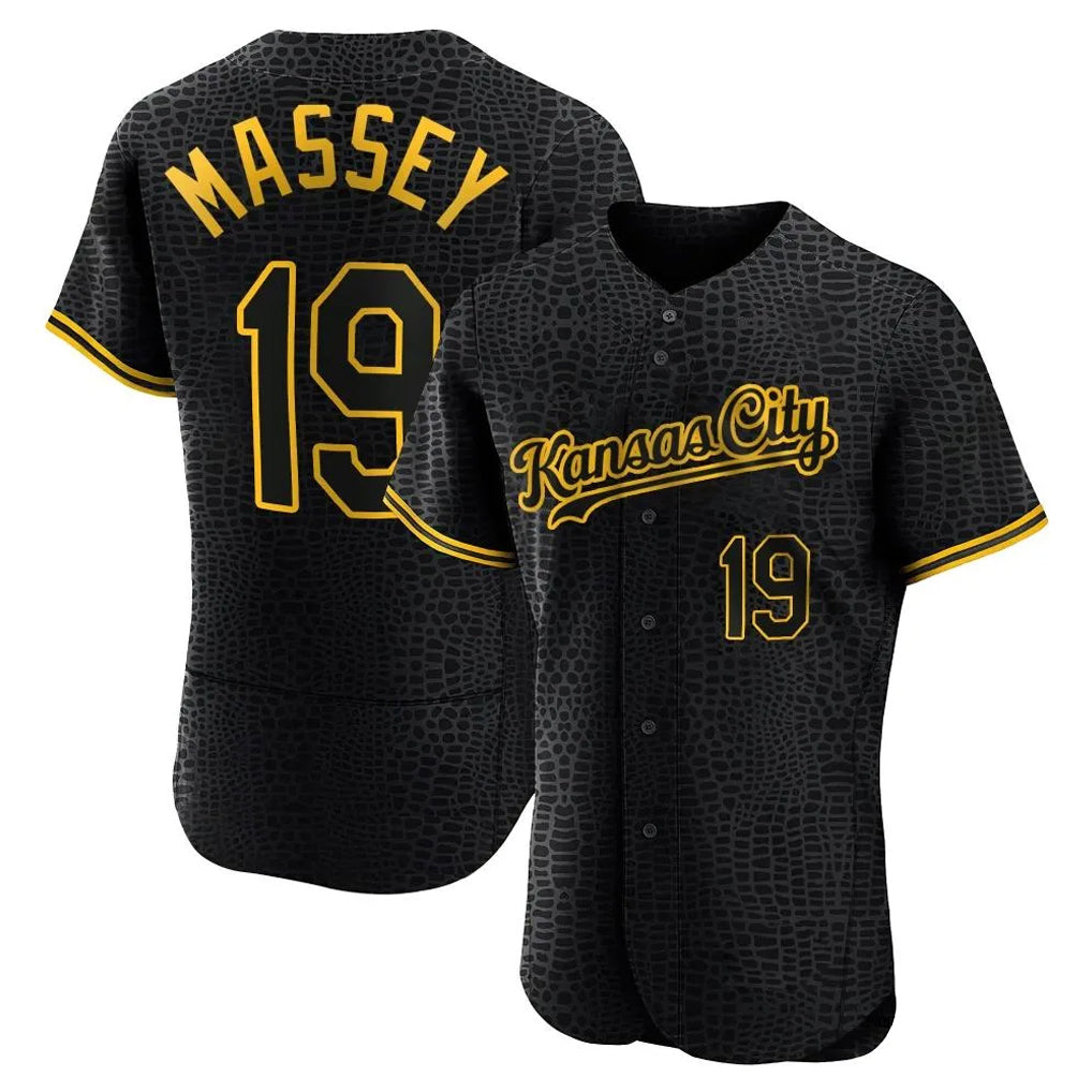 TRASK KC.Royals #19 Michael Massey Player Black Snake Skin City Limited Elite Stitched Jerseys