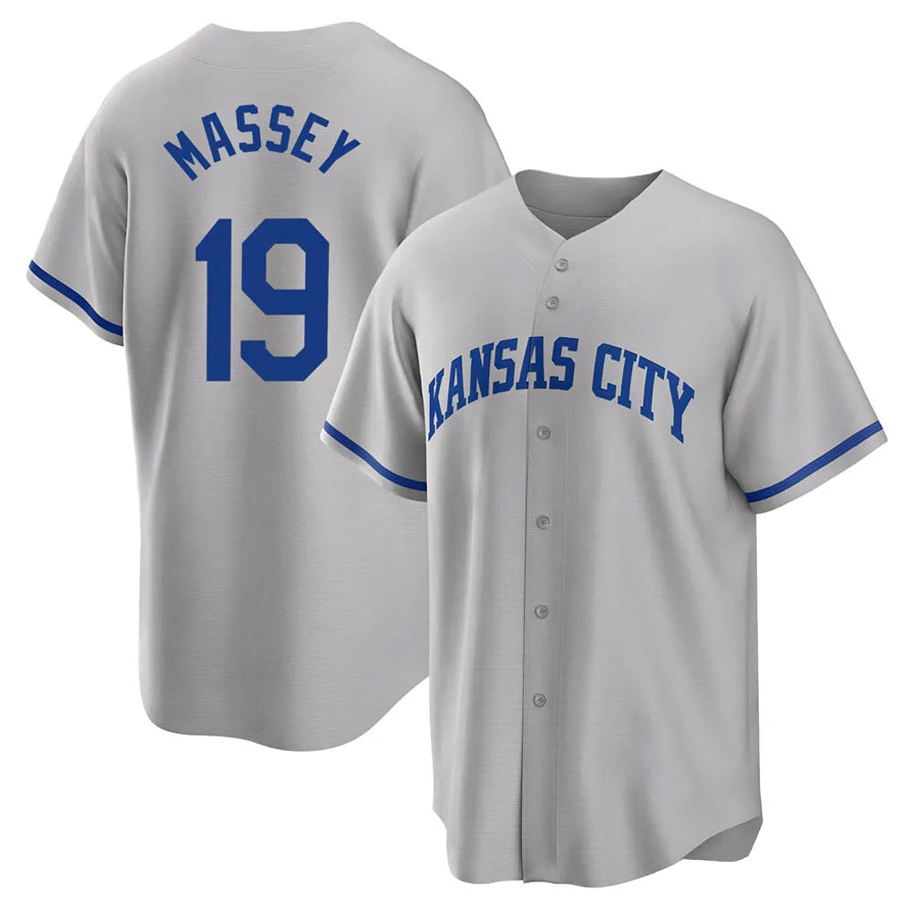 TRASK KC.Royals #19 Michael Massey Player Gray Game Home Stitched Jerseys