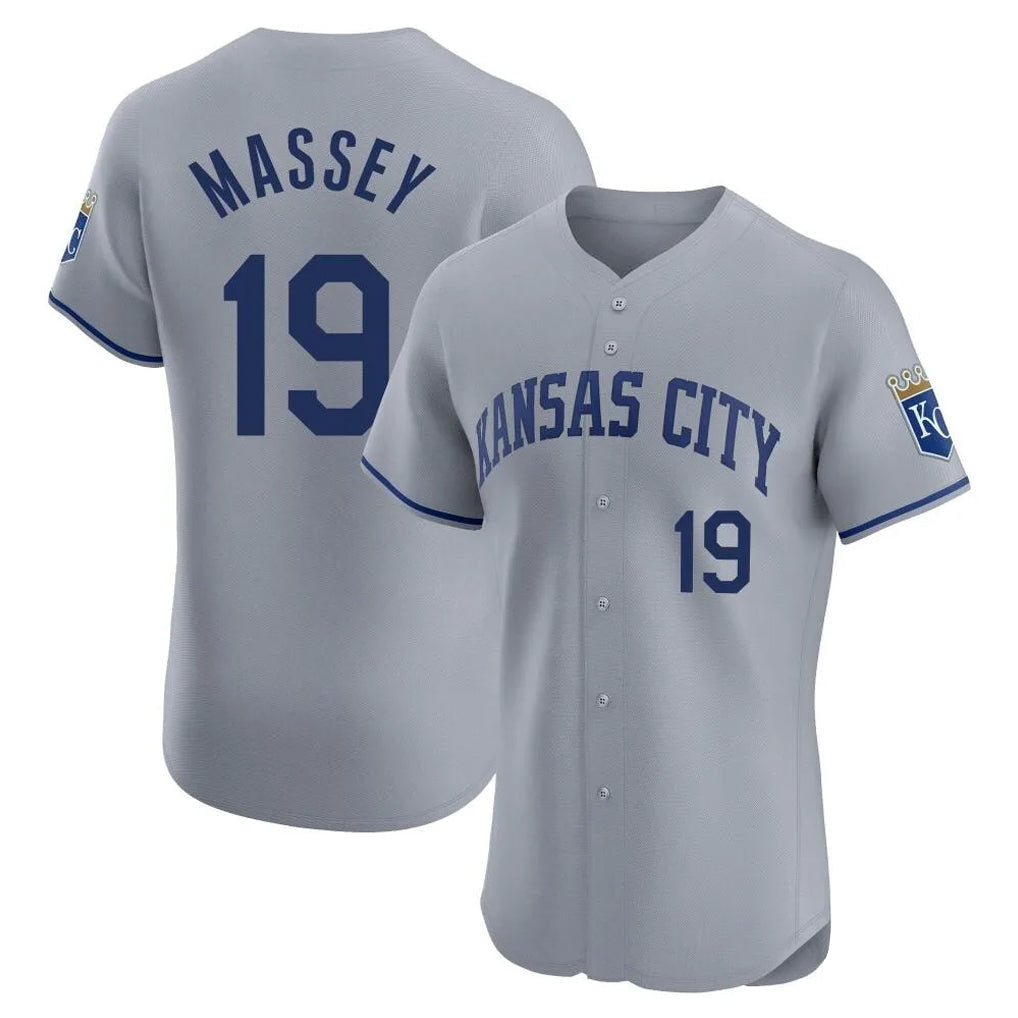 TRASK KC.Royals #19 Michael Massey Player Gray Limited Elite Home Stitched Jerseys