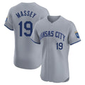 TRASK KC.Royals #19 Michael Massey Player Gray Limited Elite Home Stitched Jerseys