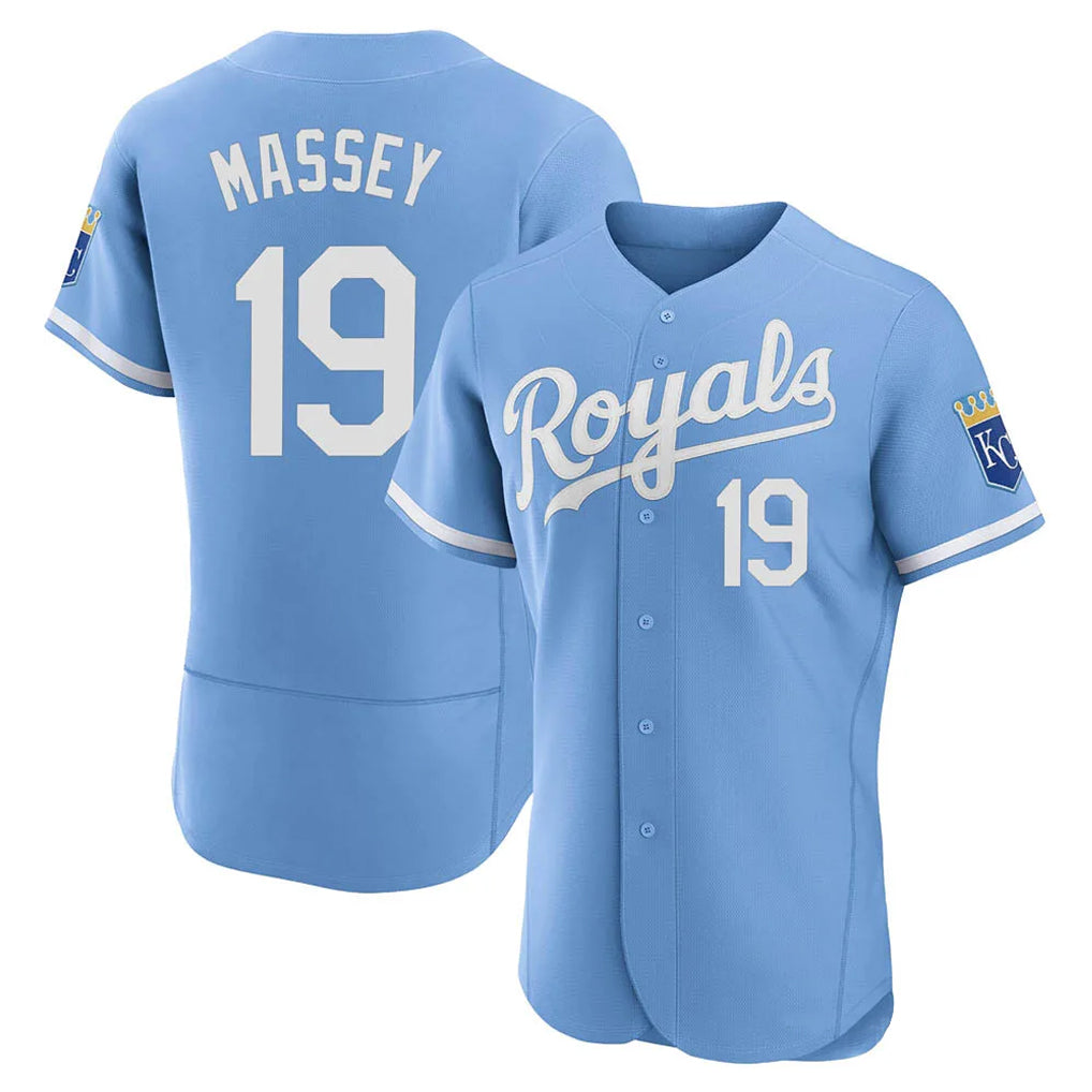 TRASK KC.Royals #19 Michael Massey Player Light Blue Alt Limited Elite Home Stitched Jerseys