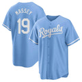 TRASK KC.Royals #19 Michael Massey Player Light Blue Home Game Stitched Jerseys