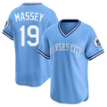 TRASK KC.Royals #19 Michael Massey Player Light Blue Limited Throwback Cooperstown Collection T-shirt Stitched Jerseys