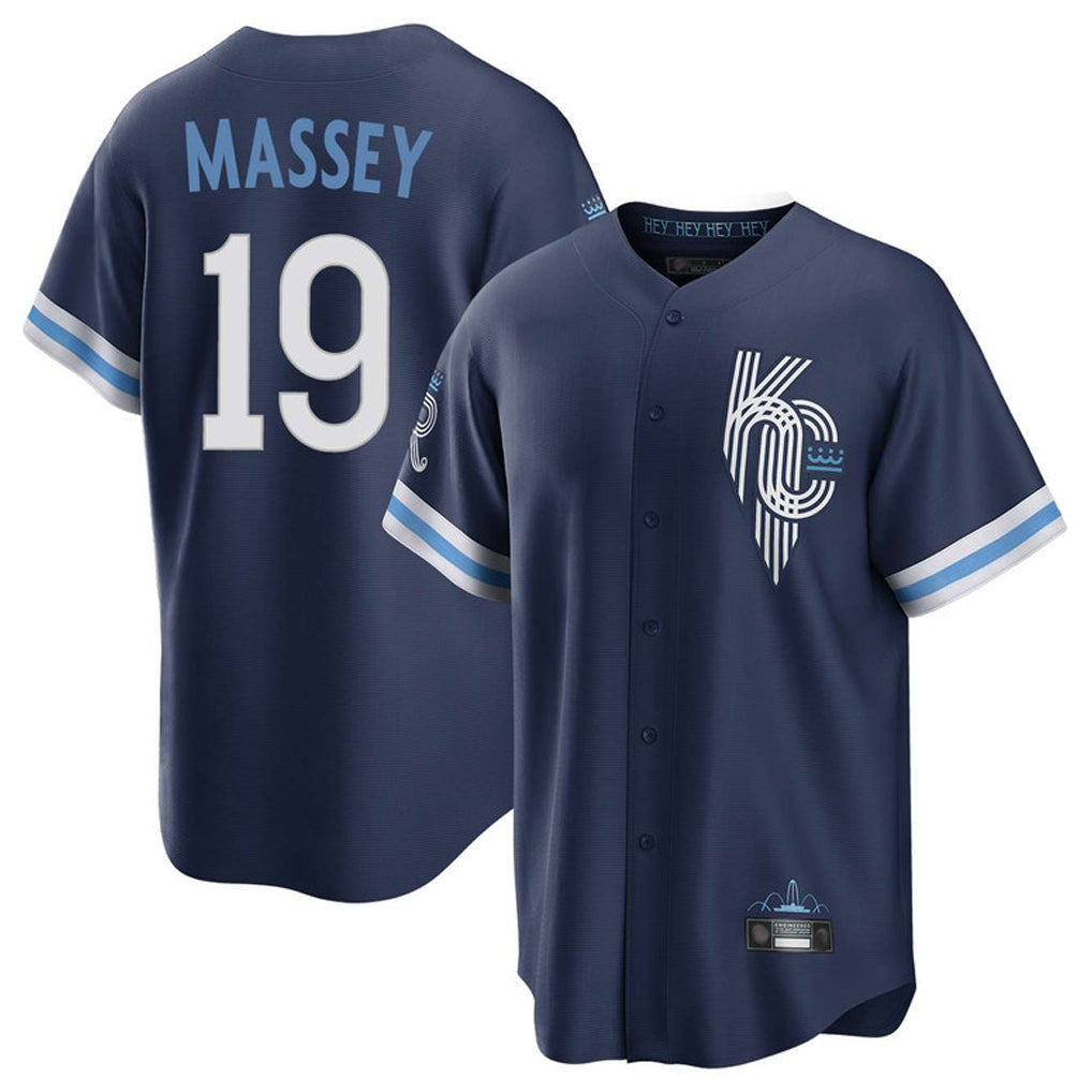 TRASK KC.Royals #19 Michael Massey Player Navy City Connect Home Game Stitched Jerseys