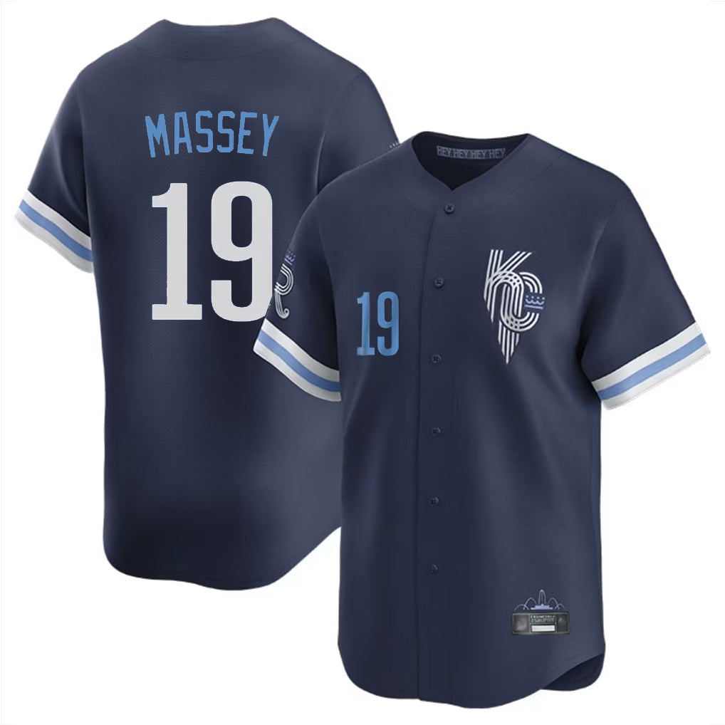 TRASK KC.Royals #19 Michael Massey Player Navy City Connect Limited Home Stitched Jerseys