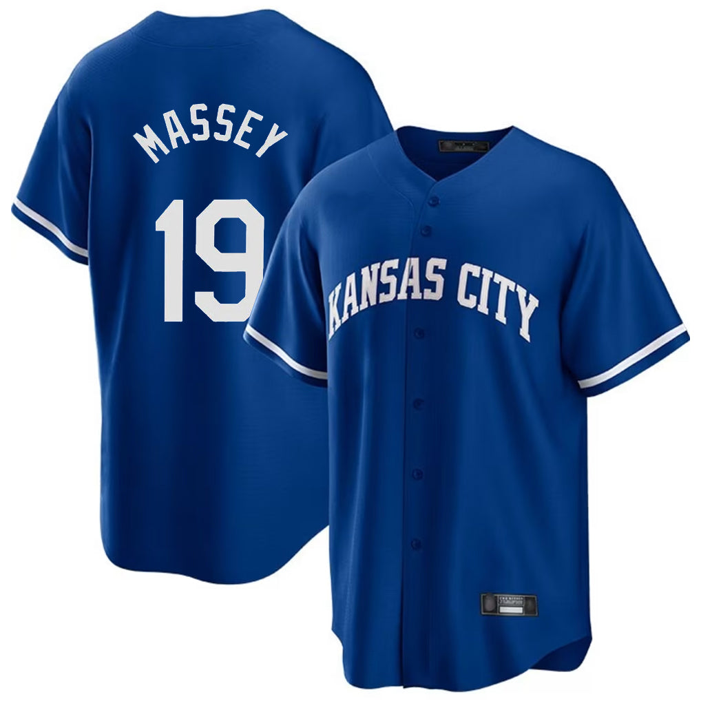 TRASK KC.Royals #19 Michael Massey Player Royal Game Home Stitched Jerseys