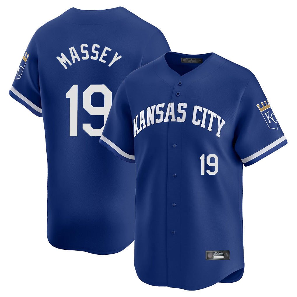 TRASK KC.Royals #19 Michael Massey Player Royal Limited Home Stitched Jerseys