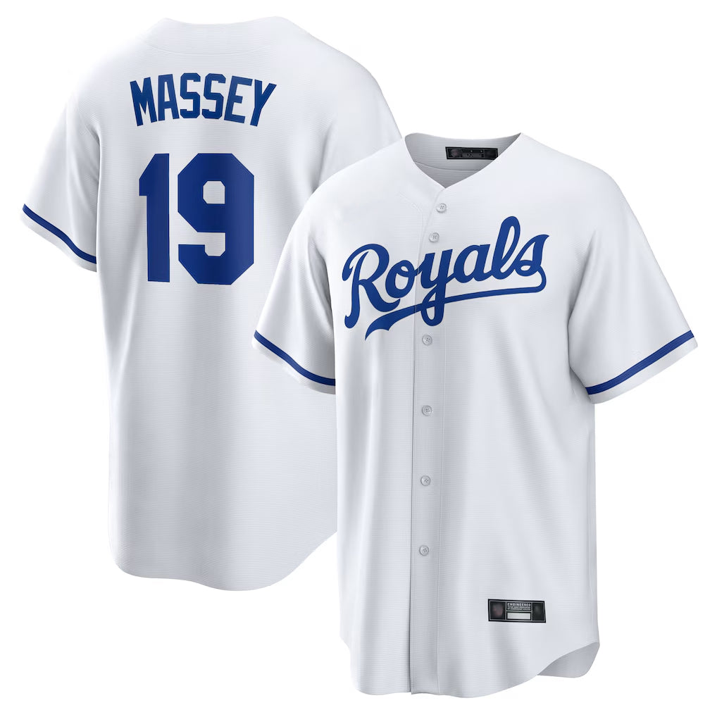 TRASK KC.Royals #19 Michael Massey Player White Home Game Stitched Jerseys