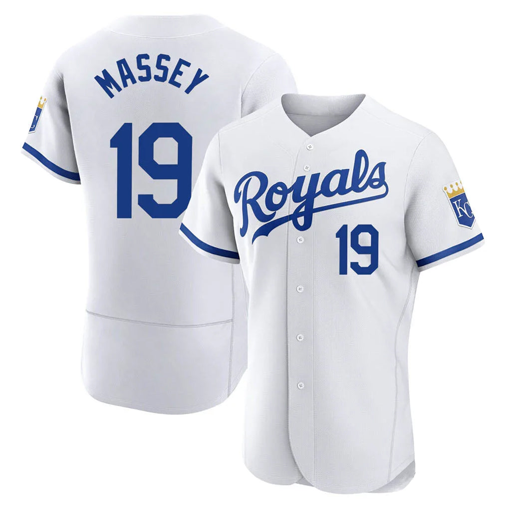 TRASK KC.Royals #19 Michael Massey Player White Limited Elite Home Game Stitched Jerseys