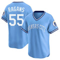 TRASK KC.Royals #55 Cole Ragans Player Light Blue Limited Throwback Cooperstown Collection T-shirt Stitched Jerseys