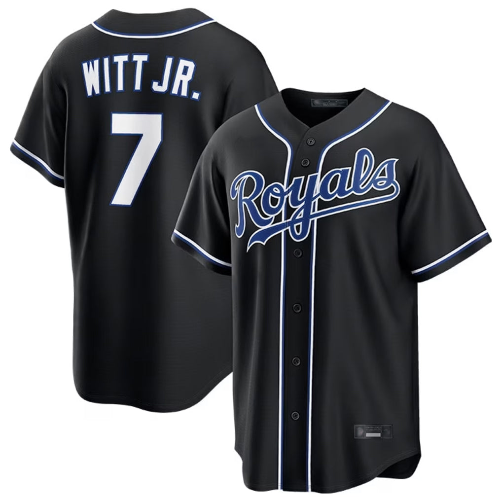 TRASK KC.Royals #7 Bobby Witt Jr. Player Black Carbon Fashion Home Game Stitched Jerseys