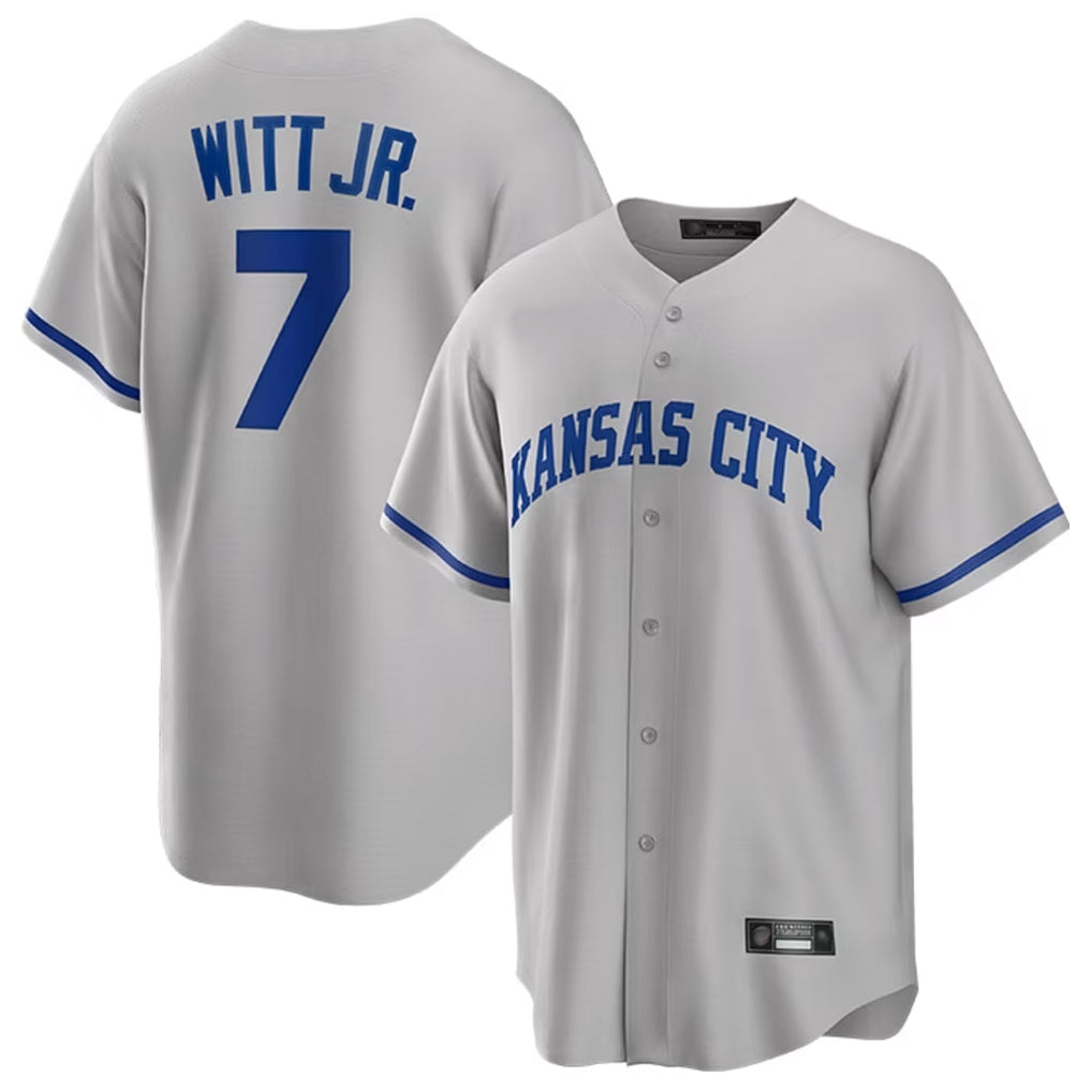 TRASK KC.Royals #7 Bobby Witt Jr. Player Gray Game Home Stitched Jerseys