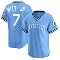 TRASK KC.Royals #7 Bobby Witt Jr. Player Light Blue Limited Throwback Cooperstown Collection T-shirt Stitched Jerseys