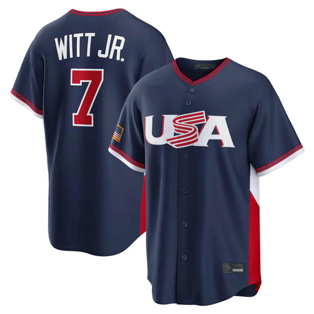 TRASK KC.Royals #7 Bobby Witt Jr. Player Navy USA 2026 World Classic Game Stitched Jerseys