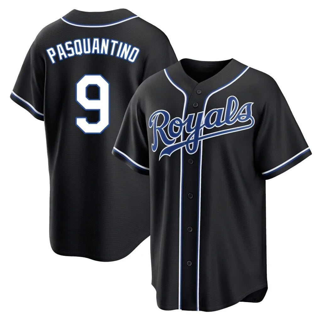 TRASK KC.Royals #9 Vinnie Pasquantino Player Black Carbon Fashion Home Game Stitched Jerseys