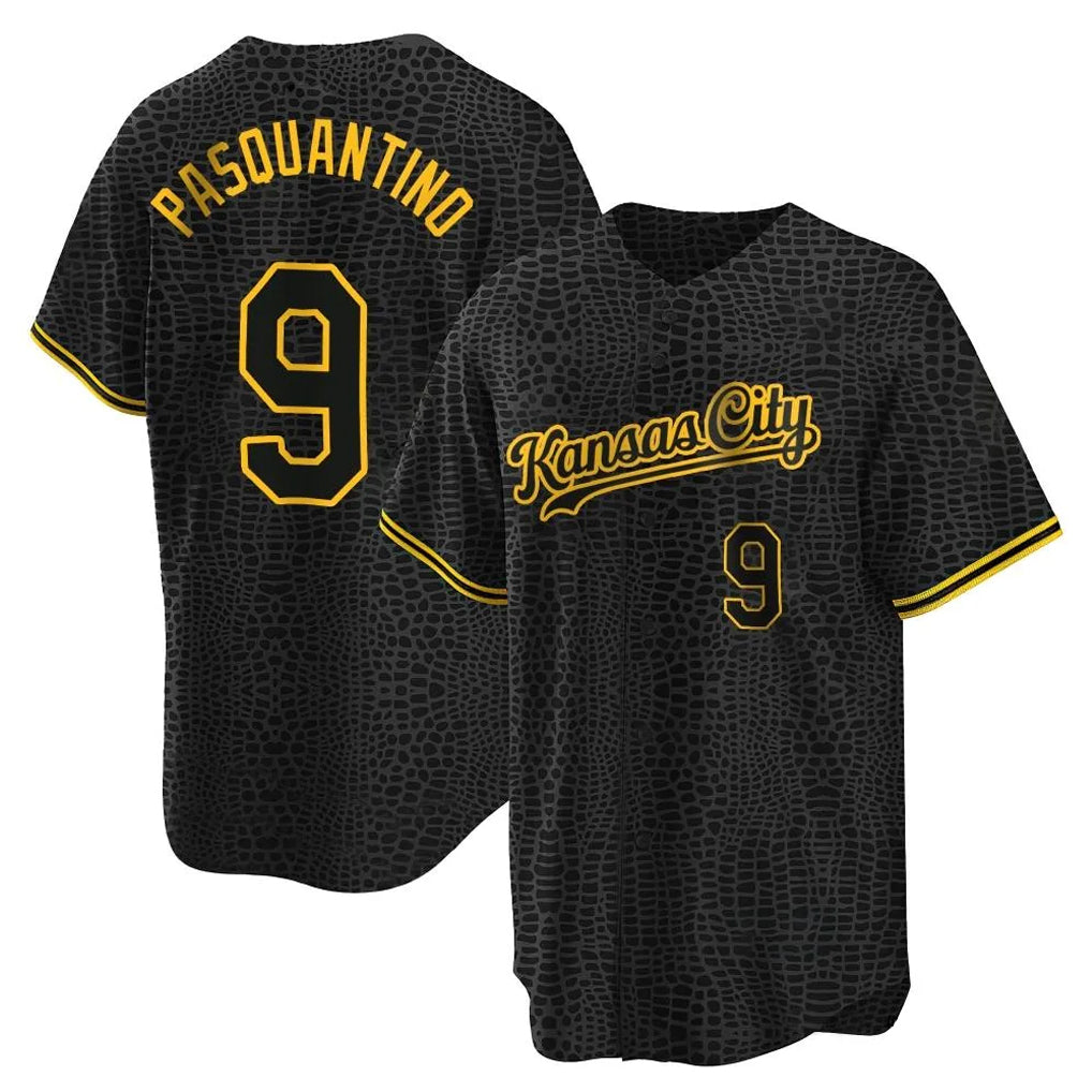 TRASK KC.Royals #9 Vinnie Pasquantino Player Black Snake Skin City Game Stitched Jerseys