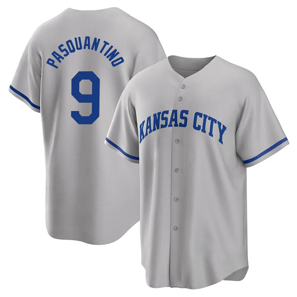 TRASK KC.Royals #9 Vinnie Pasquantino Player Gray Game Home Stitched Jerseys