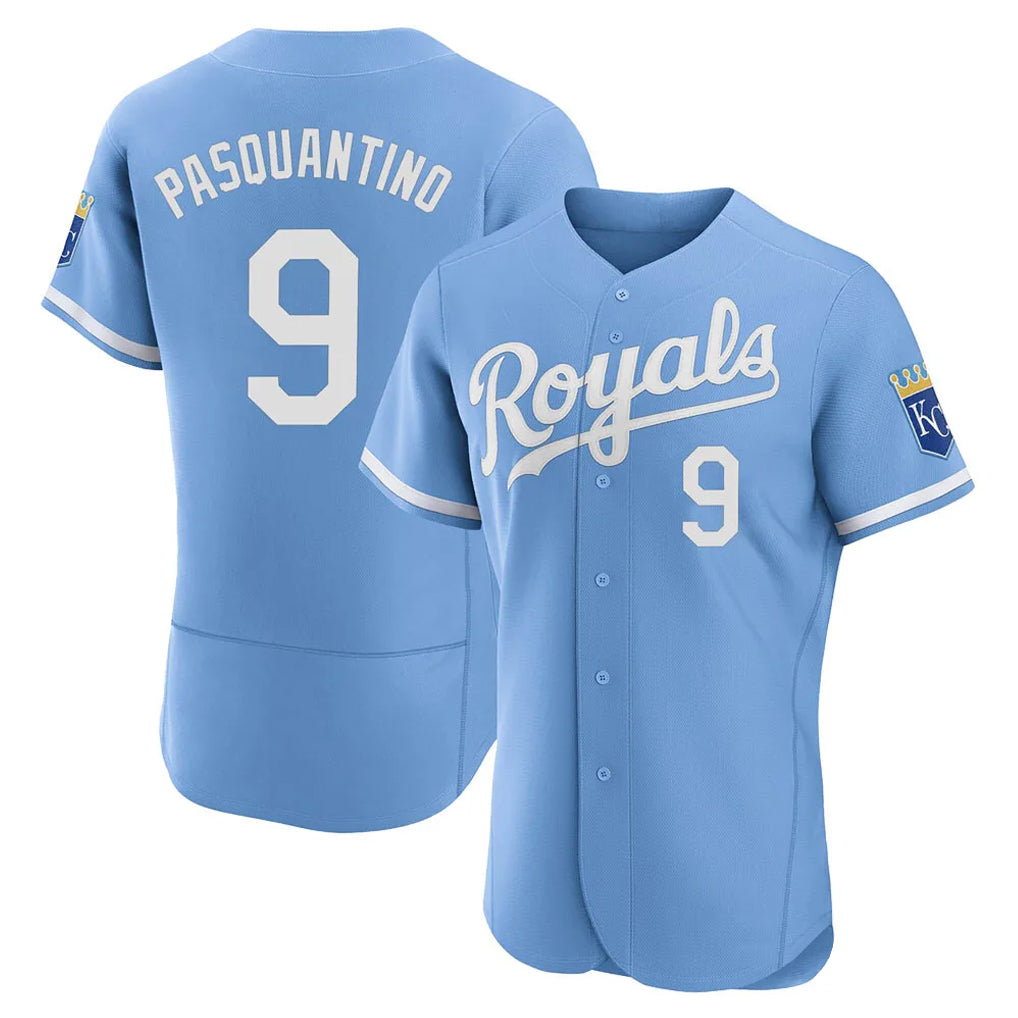 TRASK KC.Royals #9 Vinnie Pasquantino Player Light Blue Alt Limited Elite Home Stitched Jerseys