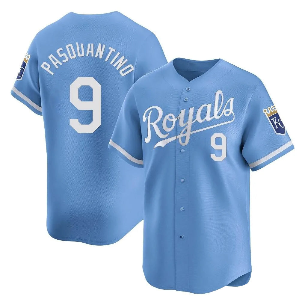 TRASK KC.Royals #9 Vinnie Pasquantino Player Light Blue Alt Limited Home Stitched Jerseys