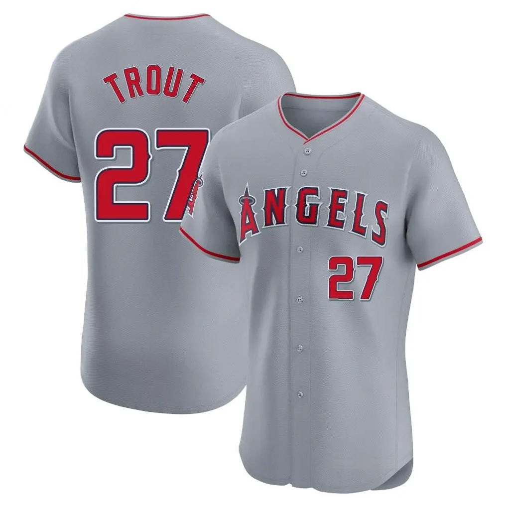 TRASK LA.Angels #27 Mike Trout Player Gray Home Limited Elite Stitched Jerseys