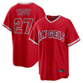 TRASK LA.Angels #27 Mike Trout Player Red Home Game Stitched Jerseys