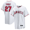 TRASK LA.Angels #27 Mike Trout Player White Home Game Stitched Jerseys