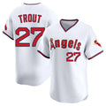 TRASK LA.Angels #27 Mike Trout Player White T-shirt Home Limited Stitched Jerseys