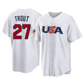 TRASK LA.Angels #27 Mike Trout Player White USA World Classic Game Home Stitched Jerseys
