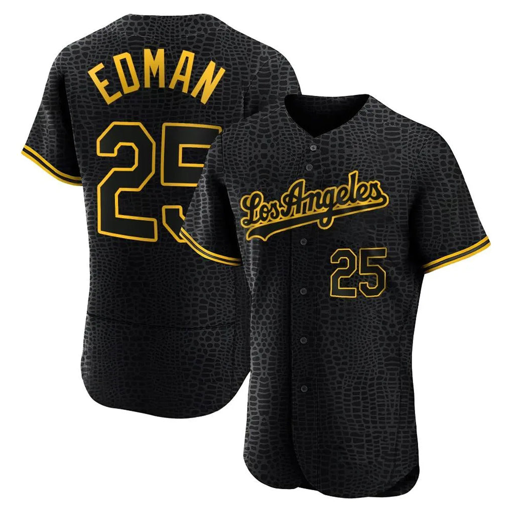 TRASK LA.Dodgers #25 Tommy Edman Player Black Snake Skin City Limited Elite Home Stitched Jerseys