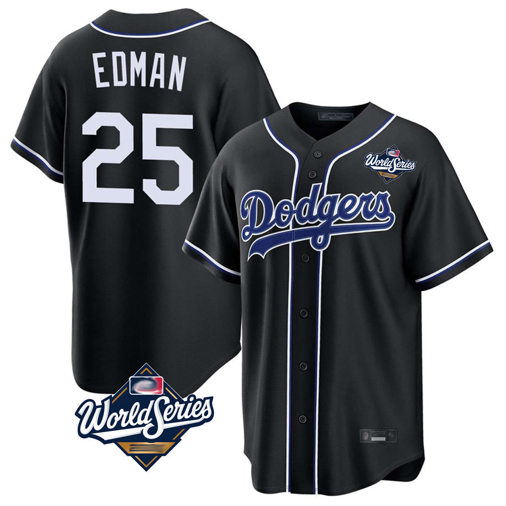 TRASK LA.Dodgers #25 Tommy Edman Player Black World Series Carbon Limited Home Stitched Jerseys