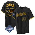 TRASK LA.Dodgers #25 Tommy Edman Player Black World Series Meet Snake Skin City Game Home Stitched Jerseys