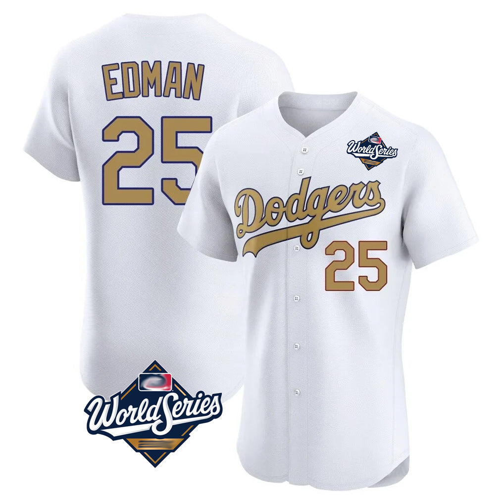 TRASK LA.Dodgers #25 Tommy Edman Player Gold World Series Limited Elite Home Stitched Jerseys