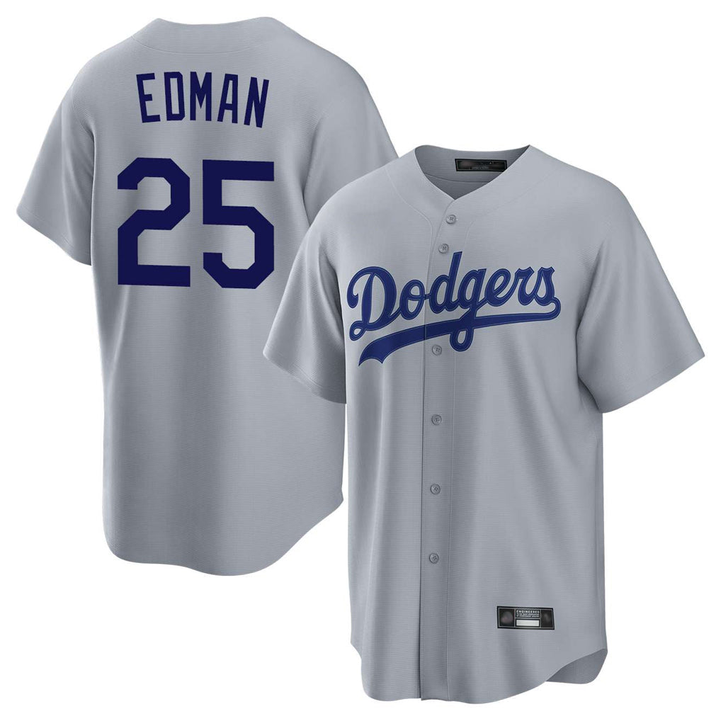 TRASK LA.Dodgers #25 Tommy Edman Player Gray Game Stitched Jerseys