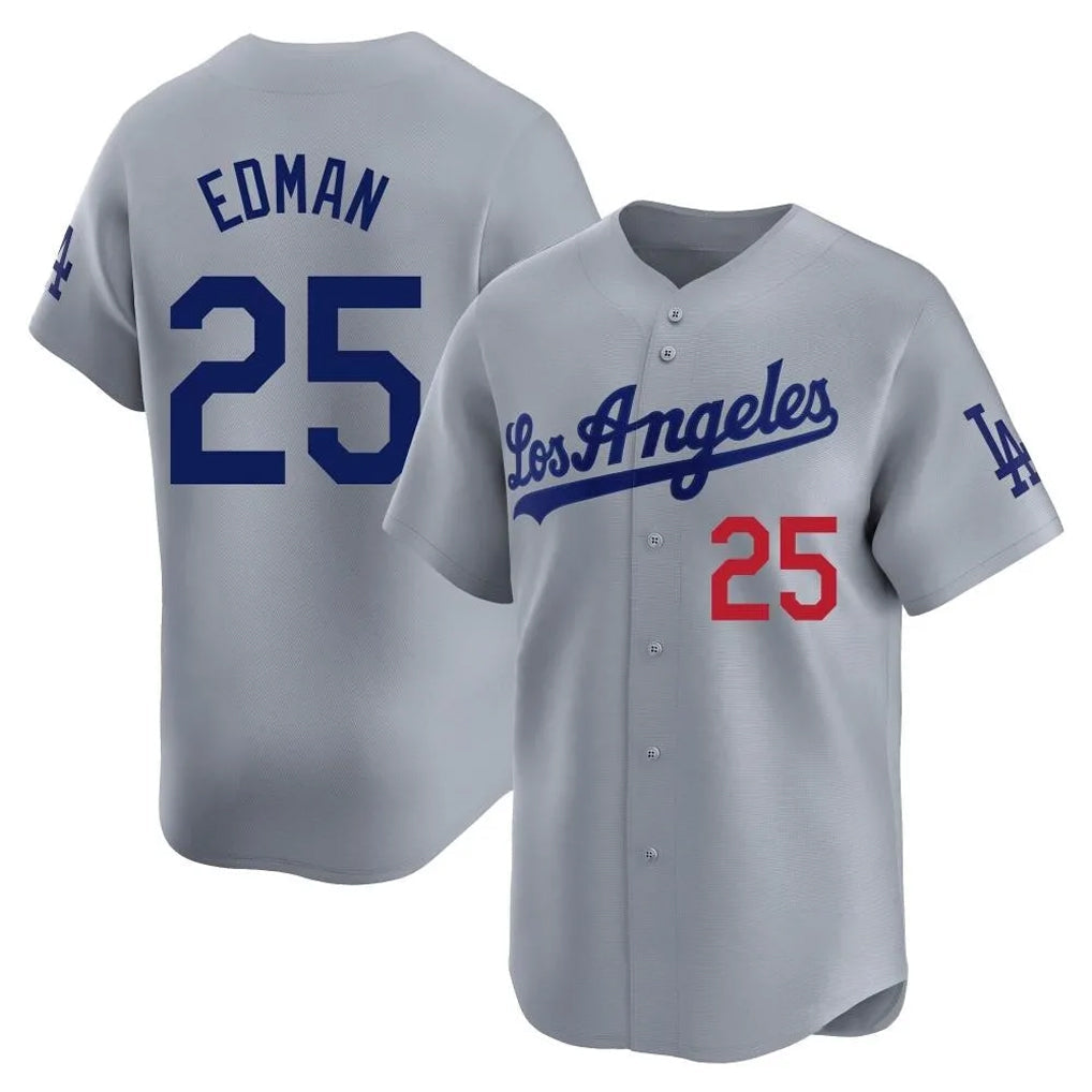 TRASK LA.Dodgers #25 Tommy Edman Player Gray Limited Home Stitched Jerseys