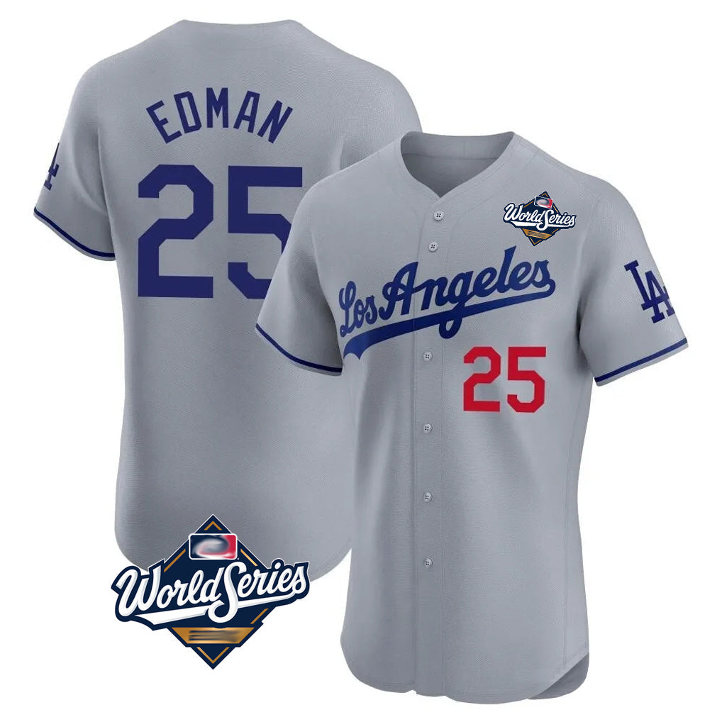 TRASK LA.Dodgers #25 Tommy Edman Player Gray World Series Limited Elite Home Stitched Jerseys