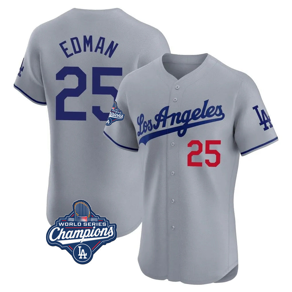 TRASK LA.Dodgers #25 Tommy Edman Player Gray World Series Meet Limited Elite Home Stitched Jerseys