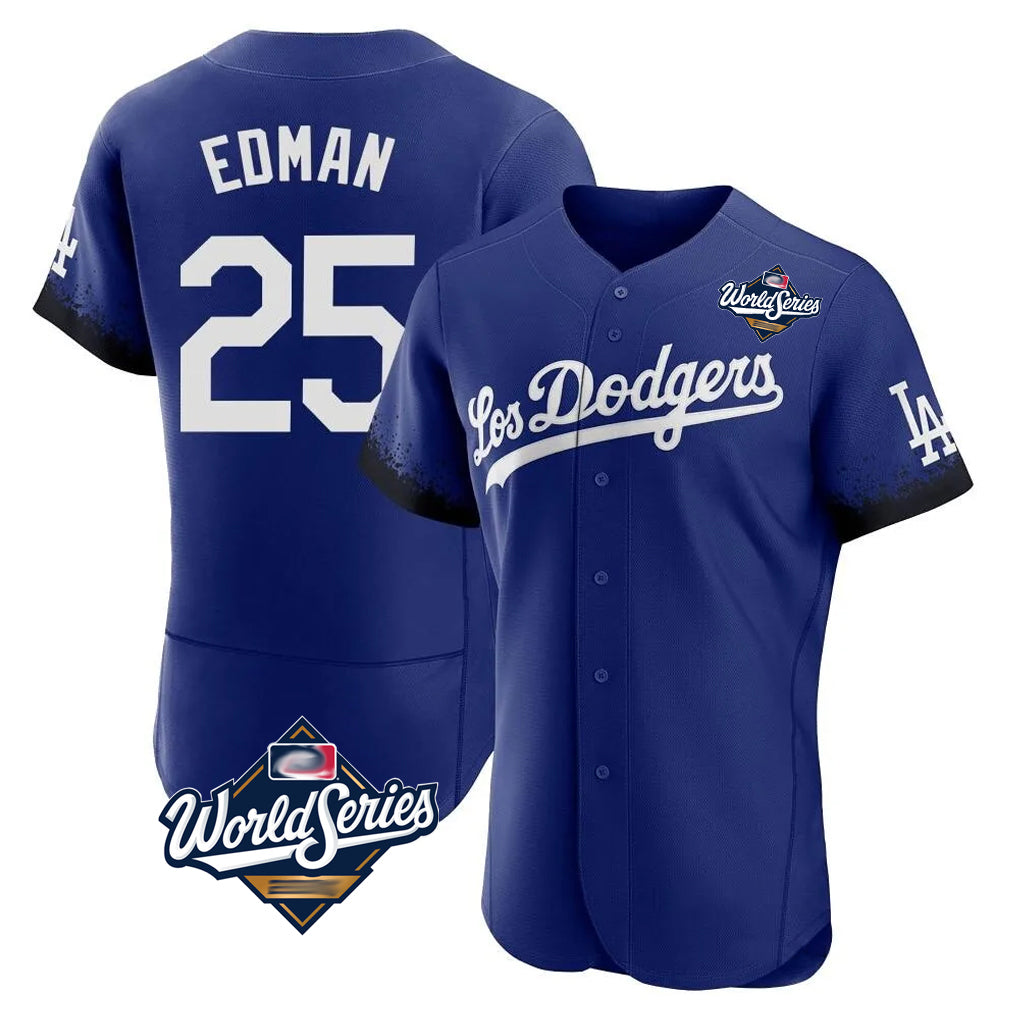 TRASK LA.Dodgers #25 Tommy Edman Player Royal World Series City Connect Elite Home Stitched Jerseys