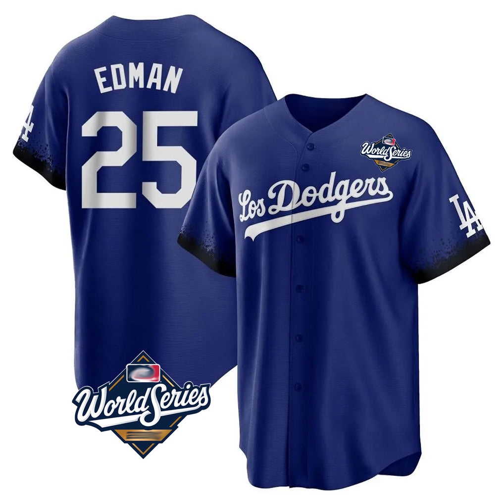 TRASK LA.Dodgers #25 Tommy Edman Player Royal World Series City Connect Home Game Stitched Jerseys