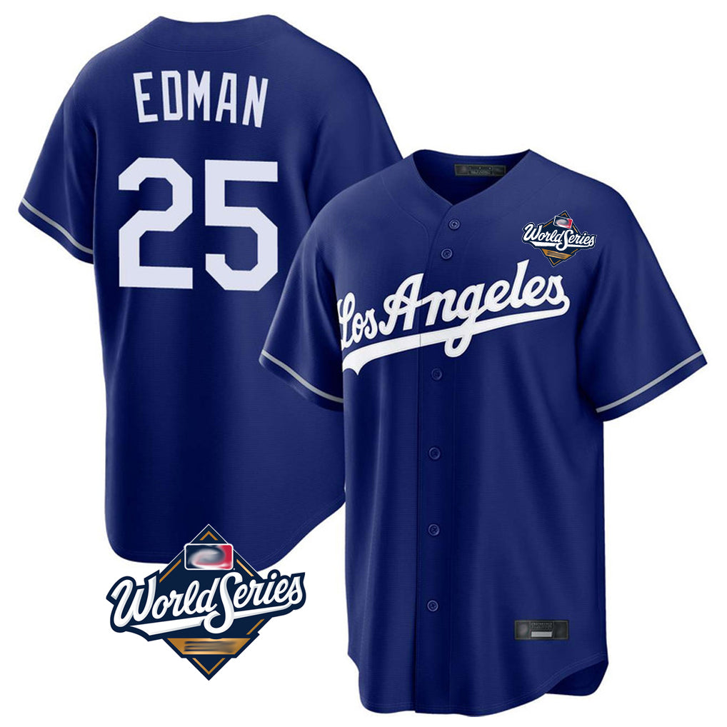 TRASK LA.Dodgers #25 Tommy Edman Player Royal World Series Game Stitched Jerseys