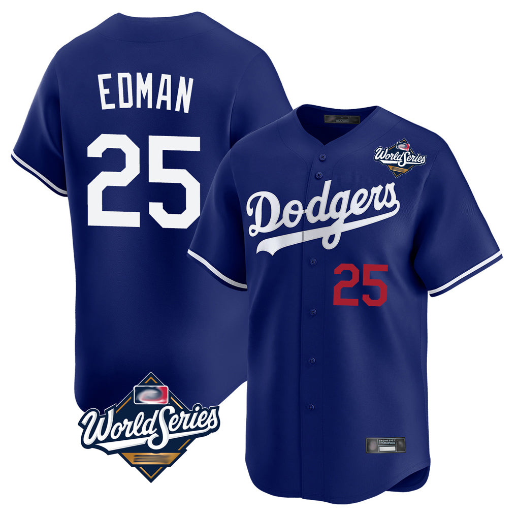 TRASK LA.Dodgers #25 Tommy Edman Player Royal World Series Limited Home Stitched Jerseys