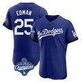 TRASK LA.Dodgers #25 Tommy Edman Player Royal World Series Meet City Connect Elite Home Stitched Jerseys
