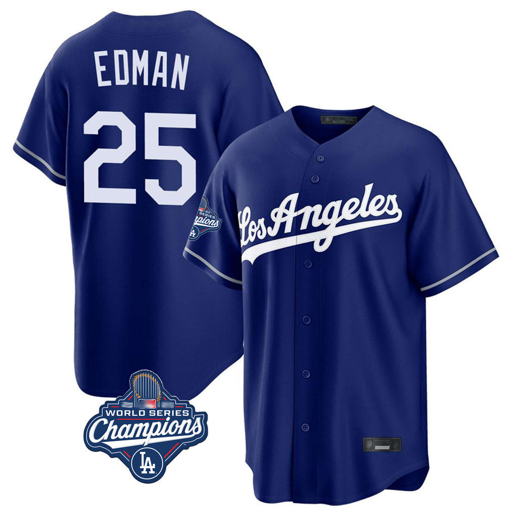 TRASK LA.Dodgers #25 Tommy Edman Player Royal World Series Meet Game Stitched Jerseys
