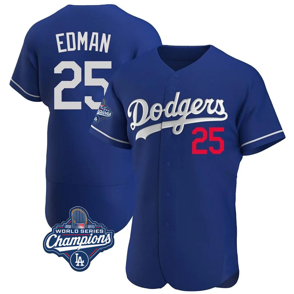TRASK LA.Dodgers #25 Tommy Edman Player Royal World Series Meet Limited Elite Home Stitched Jerseys