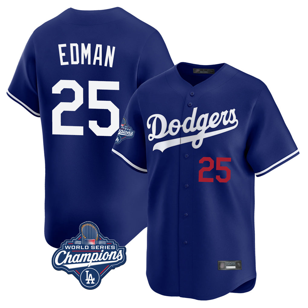 TRASK LA.Dodgers #25 Tommy Edman Player Royal World Series Meet Limited Home Stitched Jerseys