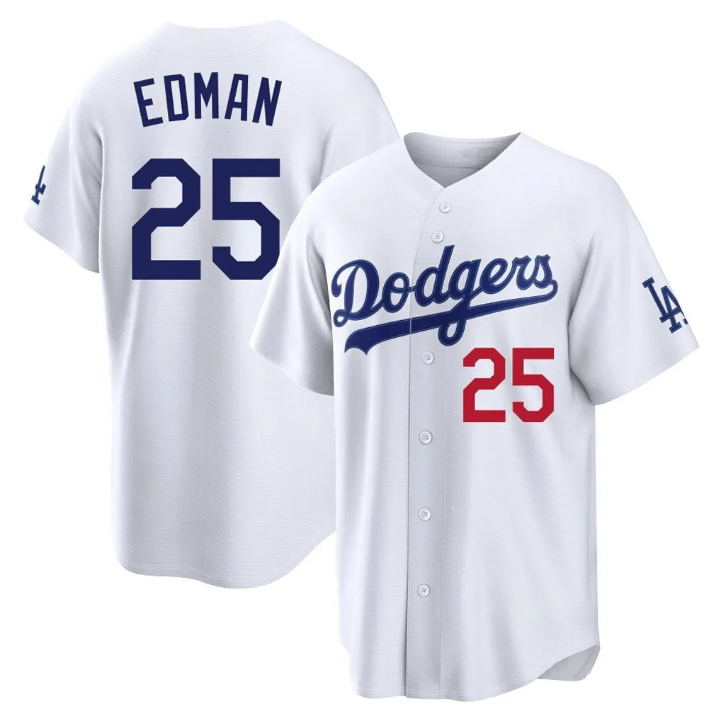 TRASK LA.Dodgers #25 Tommy Edman Player White Home Game Stitched Jerseys