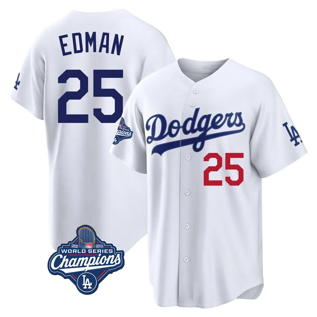 TRASK LA.Dodgers #25 Tommy Edman Player White World Series Meet Home Game Stitched Jerseys