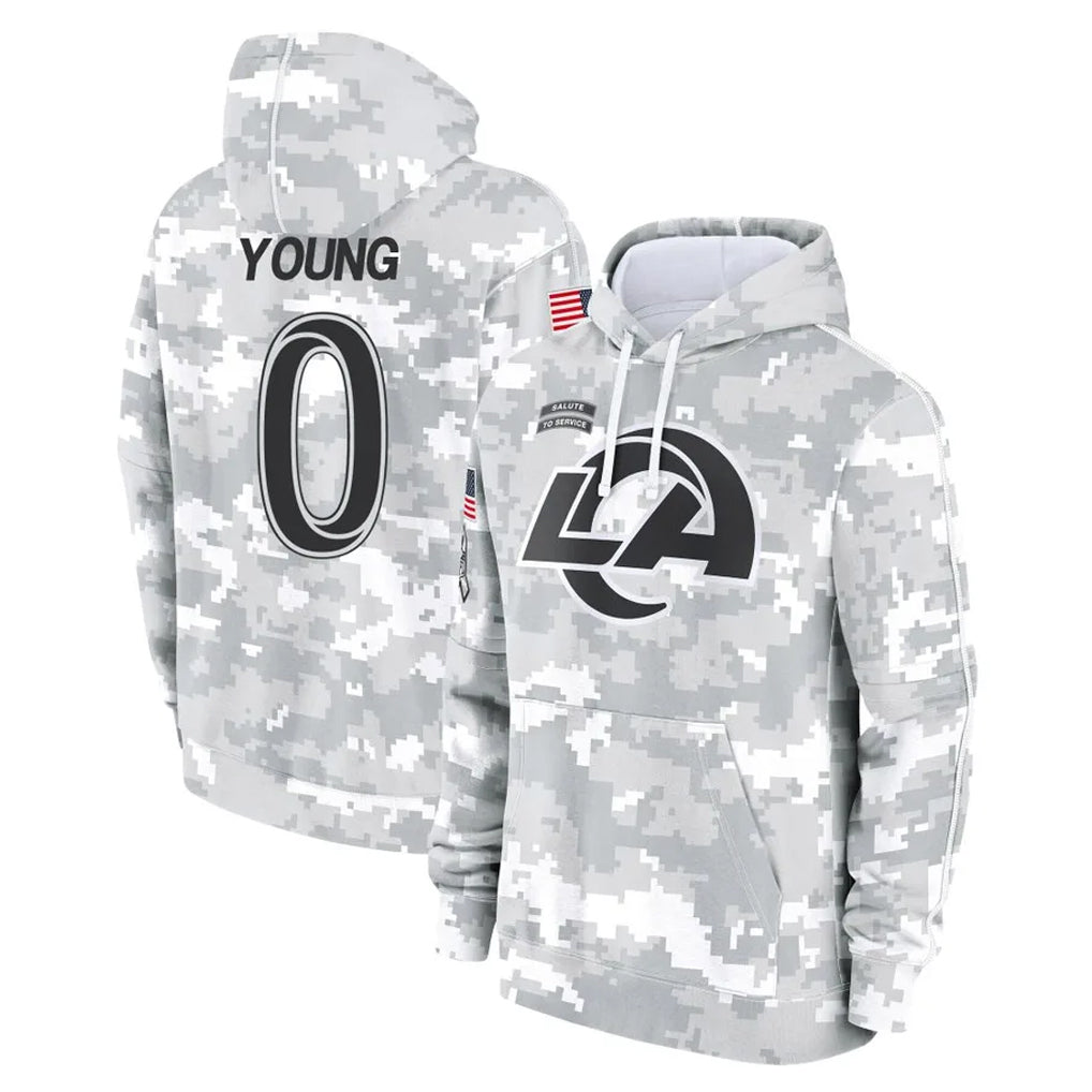 TRASK LA.Rams #0 Byron Young Player Arctic Camo Salute to Service Hoodies Limited Game Stitched Jerseys