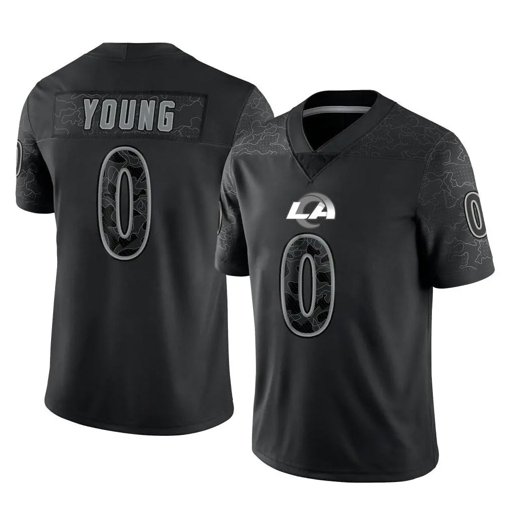 TRASK LA.Rams #0 Byron Young Player Black Limited Reflective Home Game Stitched Jerseys